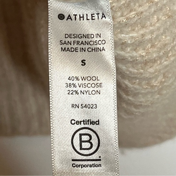 Athleta Sierra Crew Knit Wool Blend Sweater Beige Small - Picture 11 of 12